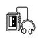 walkman with headphones of nineties retro