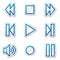 Walkman web icons, blue contour sticker series