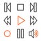 Walkman web icons, orange and gray contour series