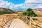 Walkway at ancient ruins and scenery of Segesta Sicily