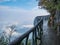 Walkway balcony on the Tianmen mountain cilff with beautiful White cloud and sky at zhangjiajie city China.