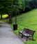 Walkway with benches