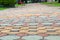 Walkway block stone color cement in the park and copy space