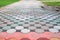 Walkway block stone color cement in the park and copy space