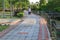 Walkway block stone color cement in the park and copy space