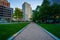 Walkway and buildings at Center Plaza, in downtown Baltimore, Maryland