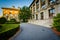 Walkway and buildings at the Wentworth Institute of Technology,