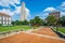 Walkway and the Cathedral of Learning at the University of Pittsburgh, in Pittsburgh, Pennsylvania