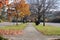 A walkway in the Fall on a Sunday