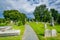 Walkway and graves at Laurel Hill Cemetery, in Philadelphia, Pennsylvania