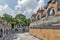 Walkway inside a huge complex of Chedi Hin Sai, sandstone stupas resembling Borobudur at Wat Pa Kung Temple, Roi Et, Thailand