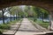 Walkway on the isle of the swans in the middle of the seine river