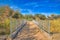 Walkway with metal railings and view deck at Sweetwater Wetlands- Tucson, Arizona