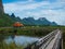 The walkway with the nature view of lake and mountains, Khao Sam