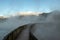 Walkway over boiling lake, Rotorua, New Zealand. Early morning, no people