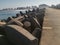 Walkway to the beach, Dolos on the side, South Africa