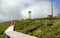 Walkway to the summit of Serra de Santa Barbara, topped with communications antennae, Terceira, Azores, Portugal