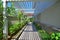 Walkway with veranda like semi open wooden rooftop