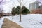 Walkway at Ward Park in Chicago during the Winter with Snow