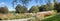Walkway in the Westpark Munich, trough plantation of pampas grass, autumnal sunny landscape upper bavaria