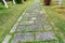 Walkways, concrete slabs lined up in lawns, beautiful designs