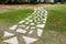 Walkways, concrete slabs lined up in lawns, beautiful designs