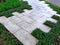 Walkways of parks. Garden path of paving slabs in the garden Floor panels,