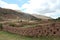 Wall of adobe bricks in Peru landscape