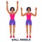 Wall angels. Sport exersice. Silhouettes of woman doing exercise. Workout, training