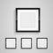 wall art of photo frames, four rectangles frame of picture on white wall decorection design vector, groups of three black blank