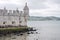 Wall of the Belem, Tower Torre de Belem, on the Tagus river, Lisbon, Portugal.