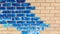 Wall Bricks Blue Paint Background Closeup