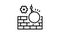 wall building construction dismantling line icon animation