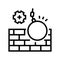 wall building construction dismantling line icon vector illustration