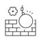 wall building construction dismantling line icon vector illustration