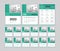 Wall Calendar 2023 template - Desk calendar 2023 year, Calendar 2024 design, Green Cover, Week Starts on Sunday, Set of 12 Months