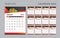Wall calendar 2024 template red Gradient background, Desk calendar 2024 design, planner, Calenar design vertical page