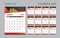 Wall calendar 2025 template red Gradient background, Desk calendar 2025 design, planner, Calenar design vertical page