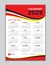 Wall calendar 2029 template, calendar 2029 design, red wave background, desk calendar 2029 design, Week start Sunday, flyer, Set