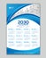Wall calendar 2030 year blue template vector with Place for Photo and Logo. Week Starts on sunday. desk calendar 2030 design, Set