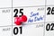 Wall calendar with a red pin - May 25