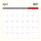 Wall calendar template for April 2021. Holiday and event planner, week starts on Monday