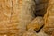 Wall of Canyons in the Namibe Desert. With sun. Africa. Angola