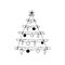 Wall Christmas tree made of wooden sticks. Vector