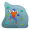 Wall climbing sport icon, cartoon style