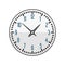 Wall clock circle sign with chronometer pointer tool and deadline stopwatch speed office alarm timer minute watch vector