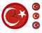 Wall Clock Design with National Flag of Turkey. Four different design