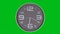 Wall clock on a green background. Time laps