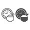 Wall clock and porridge plate line and solid icon, englishbreakfast concept, breakfast vector sign on white background