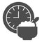 Wall clock and porridge plate solid icon, englishbreakfast concept, breakfast vector sign on white background, clock